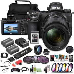 Nikon Z 6II Mirrorless Digital Camera with 24-70mm f/4 Lens (1663) + 64GB XQD Card + EN-EL15c Battery + Corel Software + Case + 3 Piece Filter Kit + Color Filter Kit + Telephoto Lens + More (Renewed)