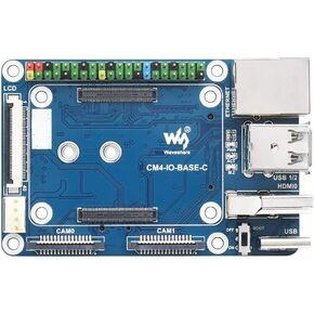 Mini Base Board (C) for Raspberry Pi Compute Module 4 (CM4), 40PIN LCD Connector, Gigabit Ethernet RJ45 Interface