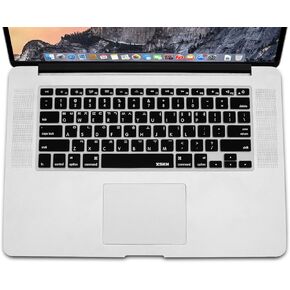 XSKN Korean Keyboard Cover Black Color Silicone Rubber Skin for MacBook Pro 13" 15" 17" (with or w/out Retina Display) iMac and MacBook Air 13", US Layout (Korean/English)