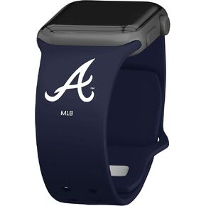 Game Time Atlanta Braves Silicone Watch Band Compatible with Apple Watch (42/44/45mm Navy)