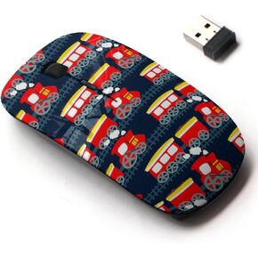 2.4G Wireless Mouse with Cute Pattern Design for All Laptops and Desktops with Nano Receiver - Little steam Train