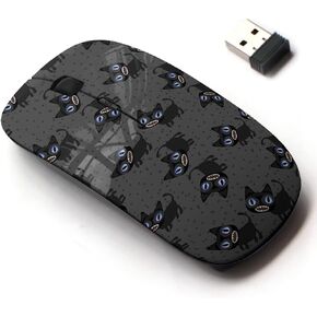 2.4G Wireless Mouse with Cute Pattern Design for All Laptops and Desktops with Nano Receiver - Funny Black Cats on Halloween