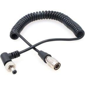 Power Cable Hirose 4 Pin Male to Elbow Locking 2.5DC for Shogun Flame Ninja Inferno/Lectrosonics SR receivers (Coiled Cable)