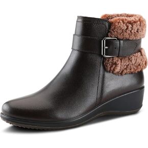 Flexus Spring Step Faye Booties for Women - Waterproof Leather Women's Boots with Zipper - Faux Fur Ankle Boots for Women