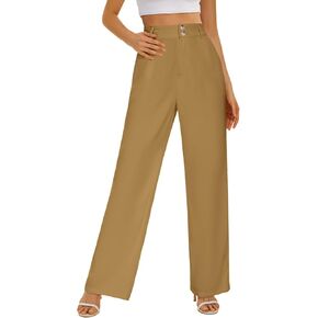 onlypuff Women's Stretchy Wide Leg Lounge Pants Casual Comfy High Waist Palazzo Pants White S