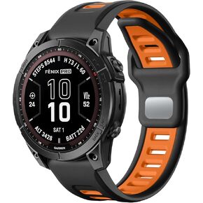 سوار رياضي متوافق مع ساعة Garmin Instinct - سوار ساعة سريع التركيب 22 مم لـ Fenix ​​E/8-47mm/7/6/5/Forerunner 965/955/945/935/745/Epix 2/Approach S70/S62/S60/Quatix 7/ 6/5/MARQ حزام سيليكون