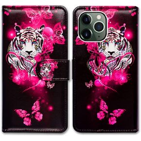 Bcov Case for iPhone 11 Pro, Plum Blossom Flip Leather Case Wallet Cover with Credit Card Slot ID Card Holder Kickstand for iPhone 11 Pro