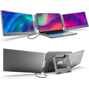 MD1 Triple Portable Monitor for Laptop Screen Extender Dual Monitor Extender Plug and Play 14 Inch FHD 1080P IPS Display (macOS/Windows/Linux)