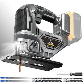 Jig Saw for Makita 18V Battery, Cordless Jigsaw Tool Brushless Motor, Variable Speed, Bevel Angle (0°-45°), LED Light with 3 Position Orbital Setting for Straight/Curve/Circle/Cutts (No Battery)