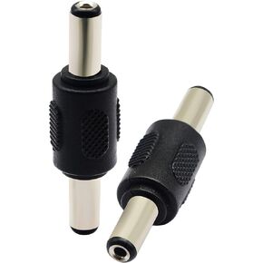 zdyCGTime 2.1mm X 5.5mm DC Power Adapter, DC Power 5.5mm x 2.1mm Male to Male Coupler for CCTV Camera (2pack)