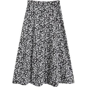 Milumia Girl's Summer Boho Ditsy Floral High Waisted A Line Midi Skirt Flowy Long Skirt Dark Blue 10 Years