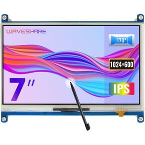 waveshare 7inch Resistive Touch Screen LCD Compatible with Raspberry Pi 4B/3B+/3A+/2B/B+/A+/Zero/Zero W/WH/Zero 2W CM3+/4 Series Boards 1024×600 Resolution HDMI IPS Supports Windows