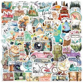 50 Pcs Outdoor Travel Stickers Kids Teens Adults Hiking Adventure Camping Laptops Decals Water Bottle Luggage Cups Guitar Notebook Scrapbook Bicycle Graffiti Tags Sticker