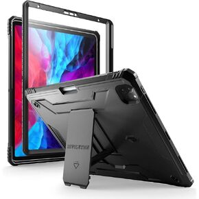 Poetic Revolution Series Designed for iPad Pro 12.9 2020 & 2018 Kickstand Rugged Case, Full-Body Heavy Duty Case, Built-in-Screen Protector, Black