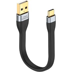 CableCreation Short USB 3.1 A to Type C Cable 5 inches, USB Type C Cable 3A Fast Charging, 5Gbps USB C to A FPC Cable for Quest Link, MacBook iPad Pro, Galaxy S22 S21/S20, SSD, 12cm, Black
