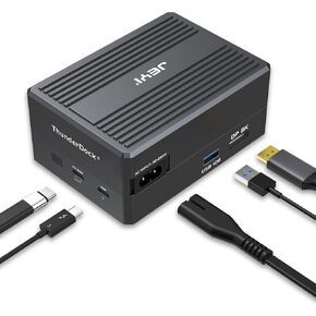 GaN Thunderbolt 3 Dock, JEYI 8-in-1 Dual Thunderbolt 3 Docking Station with NVMe M.2 Expansion, 8K DP,60W PD, USB-A 10Gbps - ThunderDock 7 Ultra