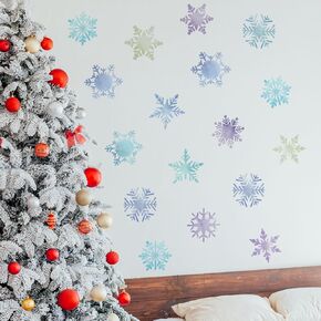 Winter Snowflakes Stickers，Snowflake Wall Decals, Peel-and-Stick Snowflake Wall Decals，Christmas Let It Snow Wall Decals，for Baby Room Decoration, Winter Theme Decorative Wall Stickers