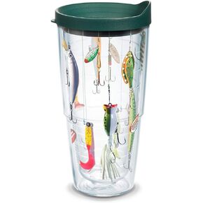 Tervis Fishing Lures Made in USA Double Walled Insulated Tumbler Travel Cup Keeps Drinks Cold & Hot, 16oz, Classic