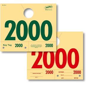 أرقام إرسال الخدمة - مرقمة 5000-5999 - مانيلا/أخضر/أحمر - علامات تعليق مرآة RL78 (صندوق مكون من 1000)