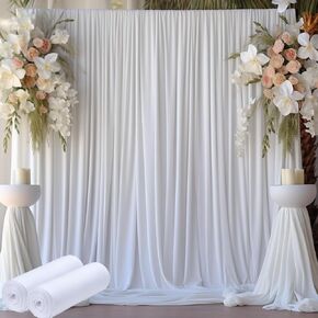 30ftx12ft White Backdrop Curtains for Wedding Party-Wrinkle Free Backdrops Curtain Drapes Fabric Decorations Photo Back Drop Cloth for Baby Shower Photography Stage Reception 6Panels 12ft(H) x 5ft(W)