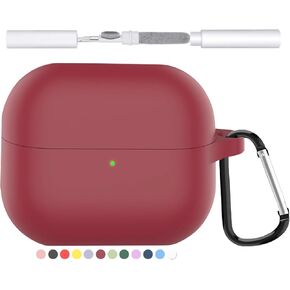 Silicone Case Compatible with Samsung Galaxy Buds 3/Galaxy Buds 3 Pro (2024), Protective Covers for Galaxy Buds 3 Pro with Keychain Cleaner Kit, Shockproof Buds3 Headphone Accessories (Red)
