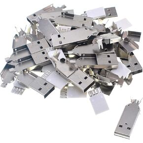 Oiyagai 40pcs Soldering USB Type A Male Connector w Metal Shell for DIY