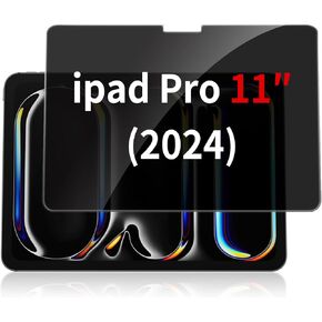 Privacy Screen Protector for iPad Pro 11 Inch (2024), Anti-Spy Tempered Glass, [Face ID & Apple Pencil Compatible], with Easy Installation Frame, HD Clear