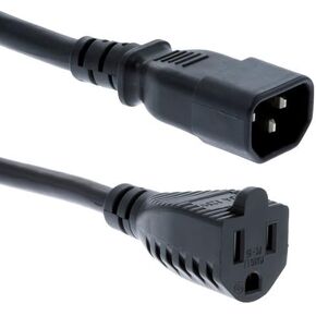 Standard AC Power Cord Adapter, 13A/125V, 16 AWG, C14 to 5-15R, (IEC-60320-C14 to NEMA 5-15R) for Computer PC Network and Data Center Conversion Cable 1 ft
