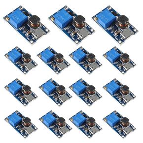 15PCS DC-DC Boost Converter MT3608 Adjustable Step Up Voltage Regulator 2V-24V to 5V-28V 2A Step-Up Power Supply Board with Micro USB