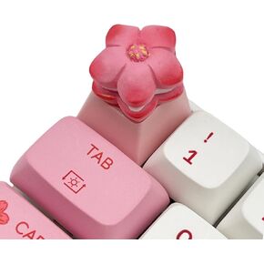 Cute Flower Keycaps,Pink Cherry Blossom Custom ESC Keycaps Artisan Resin Keycap for MX Switches Mechanical Gaming Keyboard OEM Profile R4 Height Personalized 3D Single Keycap (01)