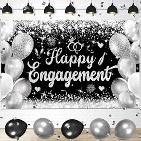 Eucalyptus Engagement Party Decoration, Green Happy Engagement Banner Sage Green Just Engaged Banner Green Engagement Backdrop Just Married Decorations Kit for Couple Engagement Party Bridal Shower
