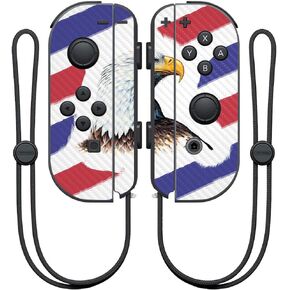 MightySkins Carbon Fiber Skin for Nintendo Joy-Con Controller - Bald Eagle | Protective, Durable Textured Carbon Fiber Finish | Easy to Apply, Remove, and Change Styles | Made in The USA