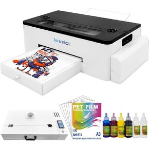 Lancelot A3 l1800 DTF Transfer Printer Machine with Roll Feeder, White Ink Circulation and Easy Operation for Dark and Light Clothing (A3 DTF Printer+Oven+Software+6x100ml Ink+DTF Film)