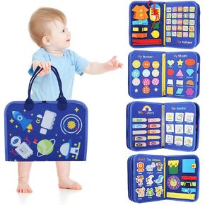 Montessori Busy Board for Toddlers 3-5 – Educational Sensory & Motor Skills Development Toy with 25+ Engaging Activities, Ideal for Preschool, Travel & Gift (Ride The Green Way)