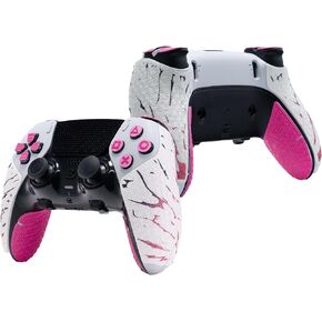 Controller Grips for PS5 DualSense Edge, Skin kit,Anti-Skid, Multi-Texture, Color-Changing, Sweat Absorption, Pre-Cut Grips Tape, by SHADOW BOOLT (Pink & White)