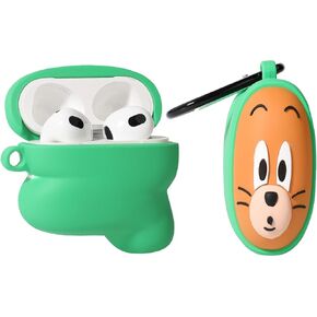 Cartoon Case for Airpods 3nd Generation Earbuds, 3D Animation Character Design Silicone Cartoon Cute Case Protective Shockproof Covers with Keychain for Airpods 3