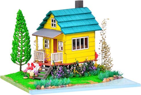 مجموعة منزل مصغر DIY، منزل كابينة سحرية، ألغاز خشبية ثلاثية الأبعاد، رف كتب لبيت الدمى، ملحق ديكور، مجموعة إبداعية لنموذج بناء بيت الدمى المصغر مع ضوء LED in Saudi Arabia