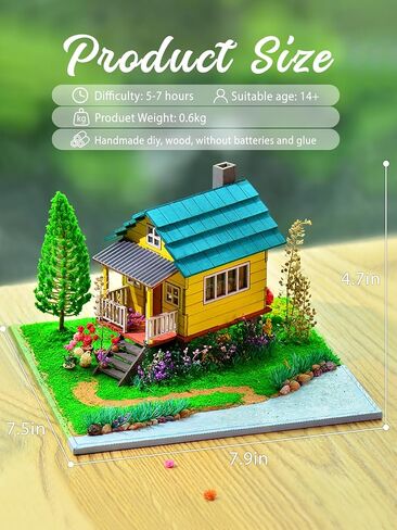 مجموعة منزل مصغر DIY، منزل كابينة سحرية، ألغاز خشبية ثلاثية الأبعاد، رف كتب لبيت الدمى، ملحق ديكور، مجموعة إبداعية لنموذج بناء بيت الدمى المصغر مع ضوء LED in Saudi Arabia