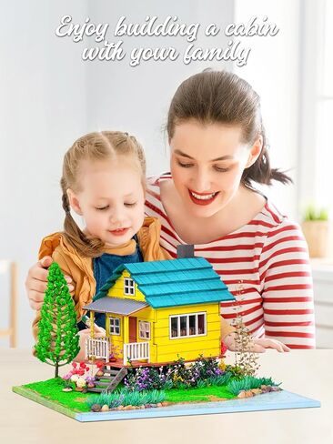 مجموعة منزل مصغر DIY، منزل كابينة سحرية، ألغاز خشبية ثلاثية الأبعاد، رف كتب لبيت الدمى، ملحق ديكور، مجموعة إبداعية لنموذج بناء بيت الدمى المصغر مع ضوء LED in Saudi Arabia
