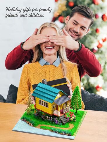 مجموعة منزل مصغر DIY، منزل كابينة سحرية، ألغاز خشبية ثلاثية الأبعاد، رف كتب لبيت الدمى، ملحق ديكور، مجموعة إبداعية لنموذج بناء بيت الدمى المصغر مع ضوء LED in Saudi Arabia