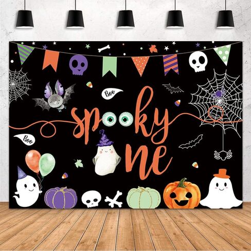 MEHOFOND 7x5ft Spooky One Backdrop Halloween 1st Birthday Backdrop for Boy Halloween Boo Birthday Party Decorations Supplies Banner Photography Background Photo Booth Props in Saudi Arabia