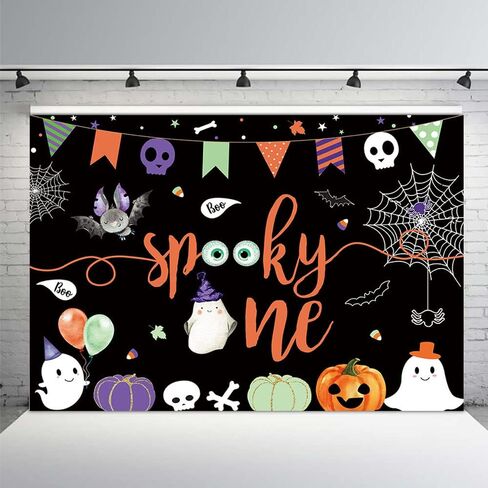 MEHOFOND 7x5ft Spooky One Backdrop Halloween 1st Birthday Backdrop for Boy Halloween Boo Birthday Party Decorations Supplies Banner Photography Background Photo Booth Props in Saudi Arabia