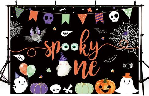 MEHOFOND 7x5ft Spooky One Backdrop Halloween 1st Birthday Backdrop for Boy Halloween Boo Birthday Party Decorations Supplies Banner Photography Background Photo Booth Props in Saudi Arabia