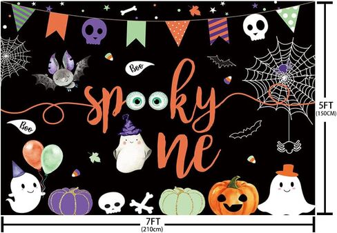 MEHOFOND 7x5ft Spooky One Backdrop Halloween 1st Birthday Backdrop for Boy Halloween Boo Birthday Party Decorations Supplies Banner Photography Background Photo Booth Props in Saudi Arabia