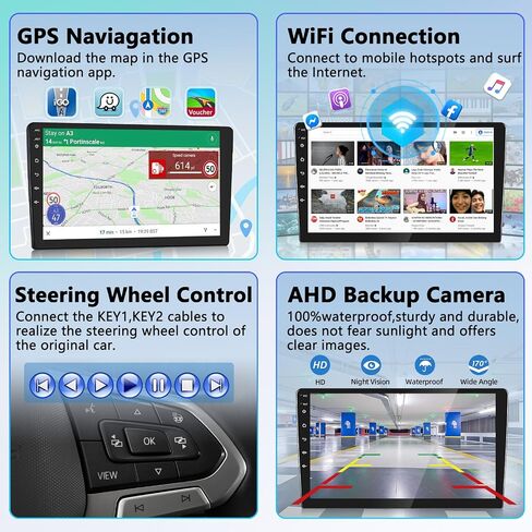 Podofo [2G+64G] Carplay IPS Double Din Car Stereo Android 13 9 بوصة شاشة تعمل باللمس وراديو صوت للسيارة مع نظام Android للتحكم الصوتي التلقائي ونظام تحديد المواقع العالمي (GPS) ووصلة مرآة RDS/FM HiFi Bluetooth احتياطية in Saudi Arabia