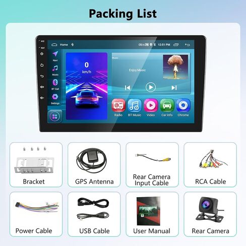 Podofo [2G+64G] Carplay IPS Double Din Car Stereo Android 13 9 بوصة شاشة تعمل باللمس وراديو صوت للسيارة مع نظام Android للتحكم الصوتي التلقائي ونظام تحديد المواقع العالمي (GPS) ووصلة مرآة RDS/FM HiFi Bluetooth احتياطية in Saudi Arabia