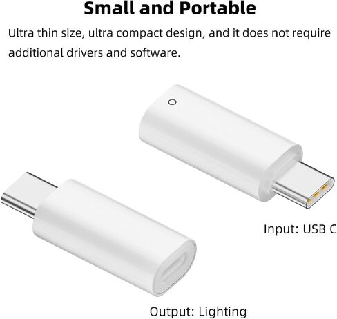 محول AreMe USB C إلى قلم رصاص للجيل الأول من Apple Pencil، محول شحن USB-C ذكر إلى قلم رصاص لجهاز iPad الجيل العاشر، موصل دونجل لشاحن iPencil من النوع C لجهاز iPad 10 (أبيض) in Kuwait