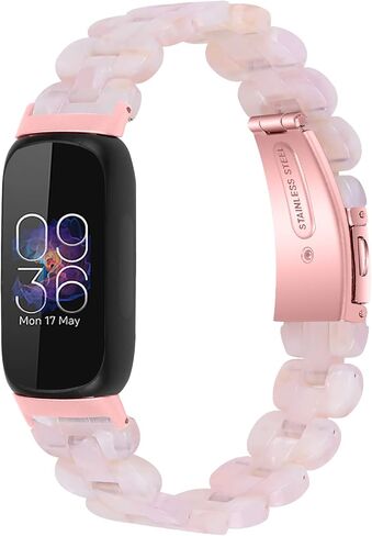 Resin Watch Band Compatible with Fitbit Inspire 3, Lightweight Adjustable Fashion Bracelet Wristband Replacement for Women Men with Stainless Metal Buckle in Saudi Arabia