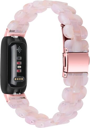 Resin Watch Band Compatible with Fitbit Inspire 3, Lightweight Adjustable Fashion Bracelet Wristband Replacement for Women Men with Stainless Metal Buckle in Saudi Arabia
