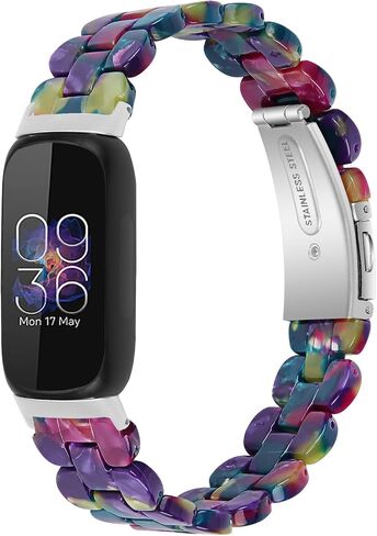 Resin Watch Band Compatible with Fitbit Inspire 3, Lightweight Adjustable Fashion Bracelet Wristband Replacement for Women Men with Stainless Metal Buckle in Saudi Arabia